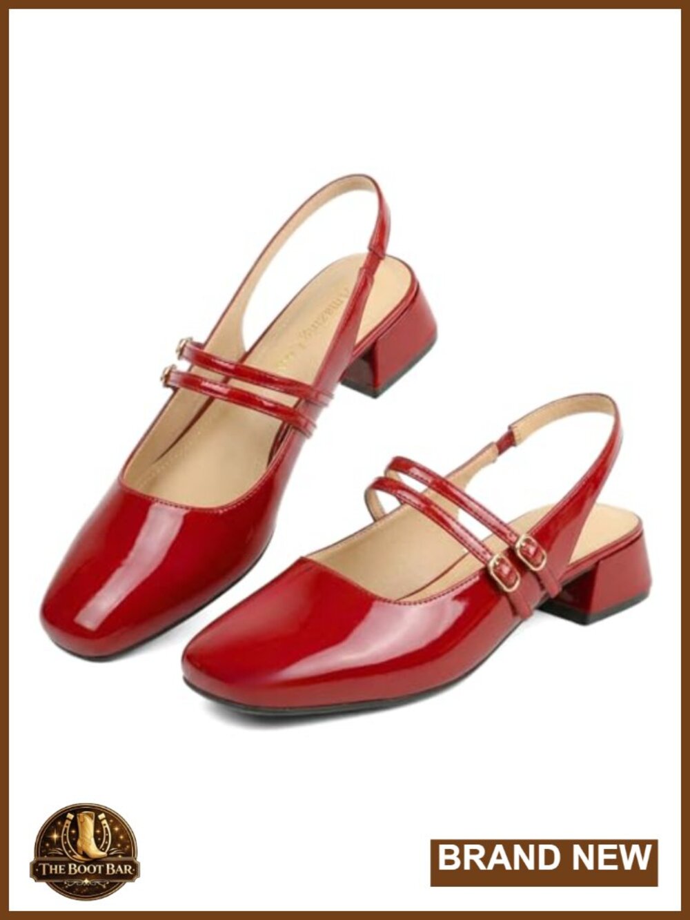 Mary Jane Pumps Slingback Heel Square Toe Block Heel Women's Dress Shoes